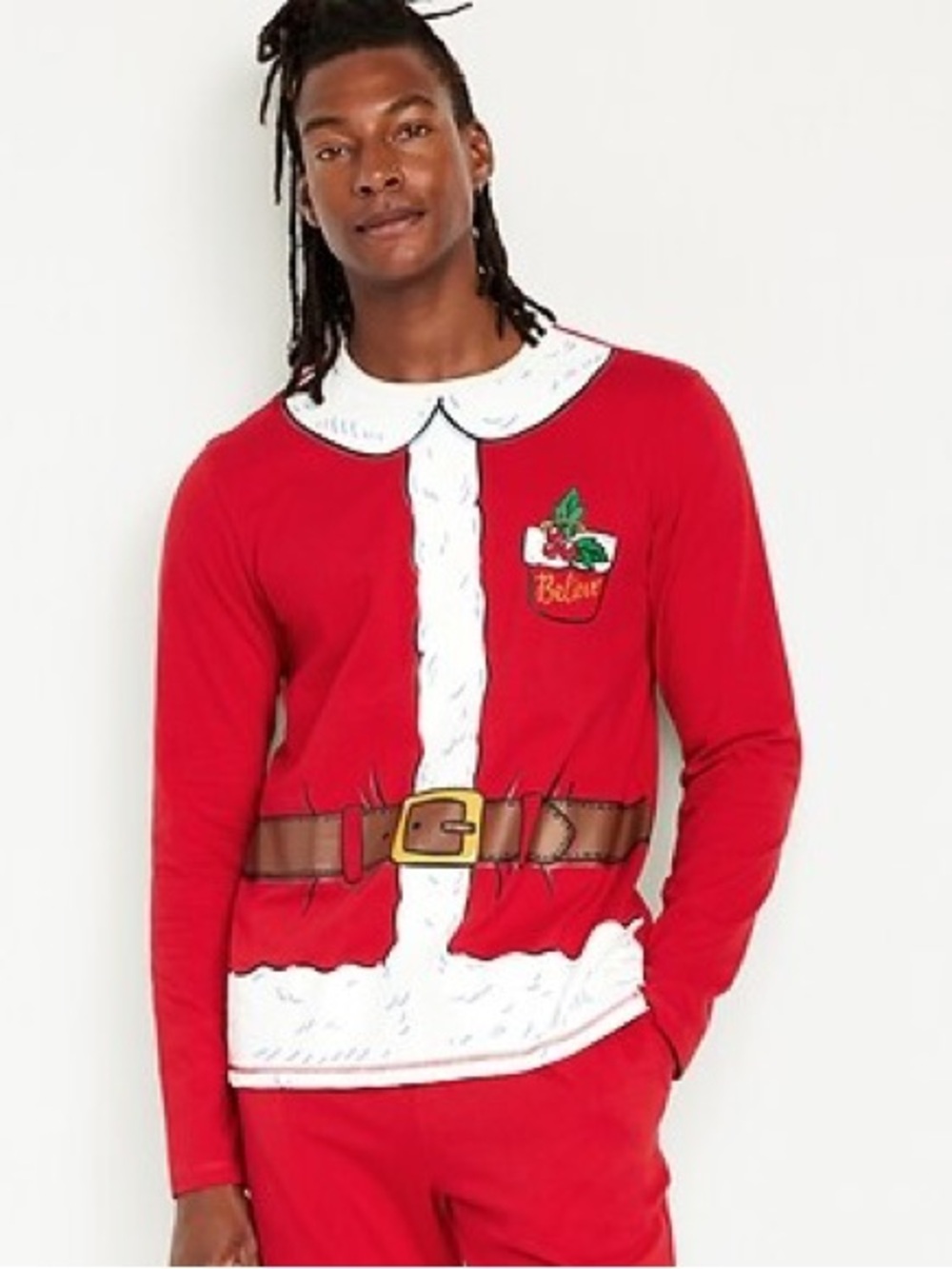 Old Navy Red Santa Suit Graphic Long Sleeve Shirt